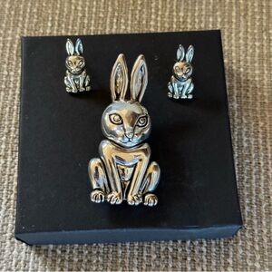 Vintage Marie Jennifer Easter Bunny Brooch and Earrings Set‎